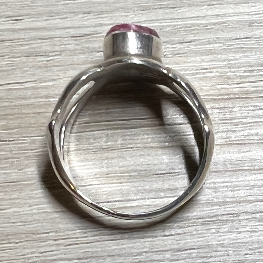 Navajo Designer Signed (TL) Sterling Silver Abstract Multicolor Inlay Ring - Picture 6 of 10
